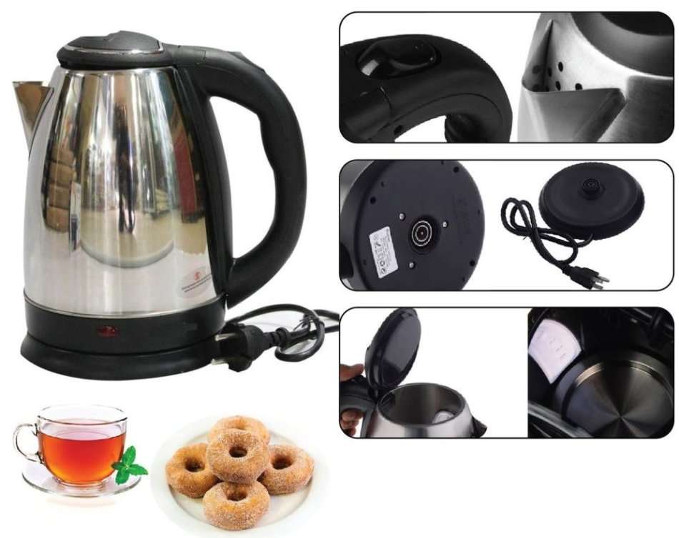 Cordless Electric Kettle - Huge 2.0 L Capacity, Stainless Steel, Boil Water Instantly