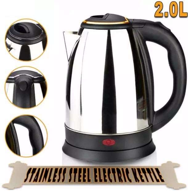 Cordless Electric Kettle - Huge 2.0 L Capacity, Stainless Steel, Boil Water Instantly