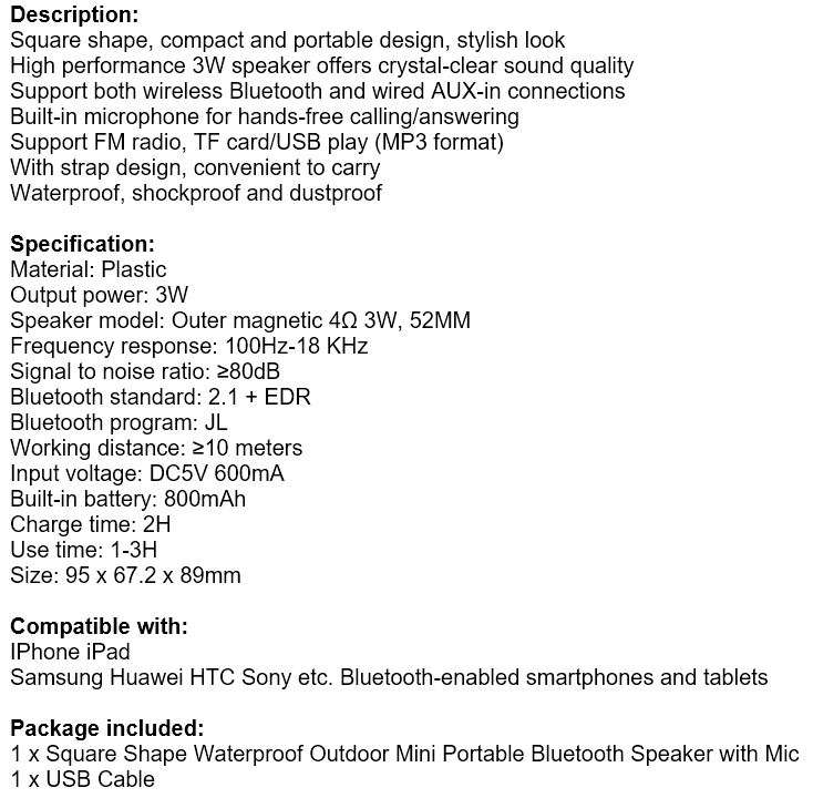 Portable Wireless Skateboard Bluetooth Speaker with Microphone, Support USB, SD Card & Aux-in