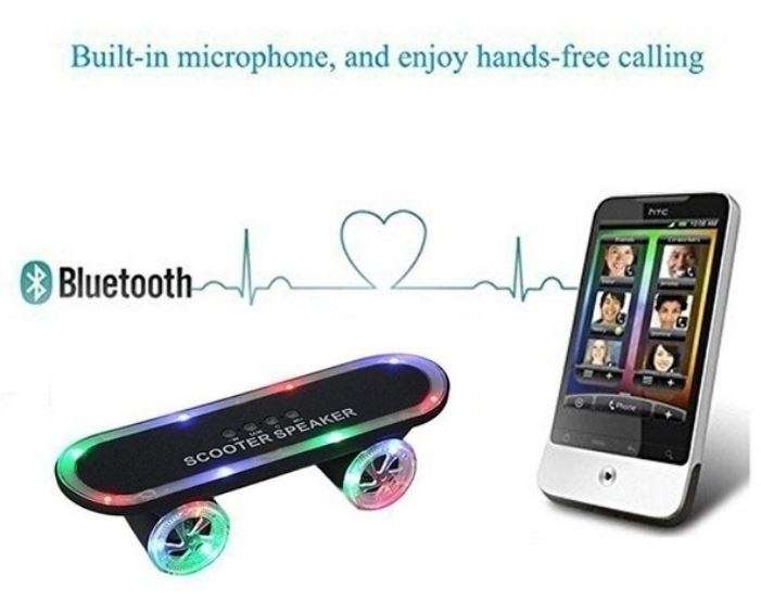 Portable Wireless Skateboard Bluetooth Speaker with Microphone, Support USB, SD Card & Aux-in