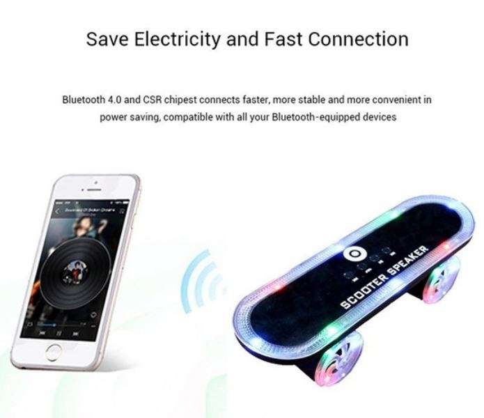 Portable Wireless Skateboard Bluetooth Speaker with Microphone, Support USB, SD Card & Aux-in