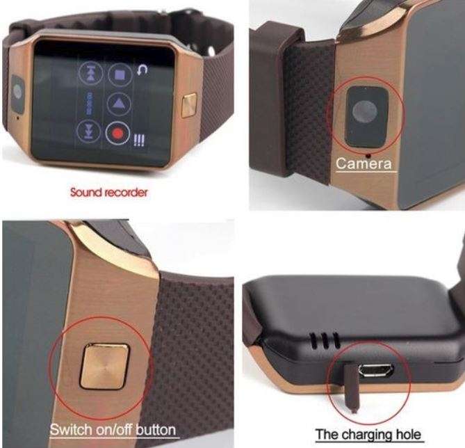 Smart Watch Phone, Support SIM CARD, Bluetooth, Camera, Sleep Monitor, SD Card, MP3, Pedometer etc.