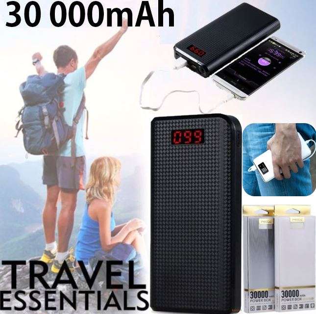 30 000mAh Power Bank - 2 USB Ports & Flashlight, Large Capacity, Fast Charge, Portable & Convenient