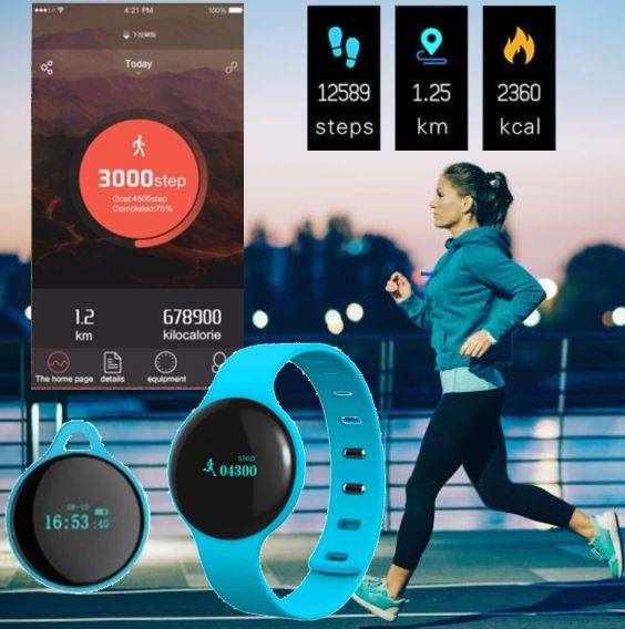 Bluetooth Smart Watch & Fitness Tracker, Pedometer, Calories etc. for Android & iOS Smartphones