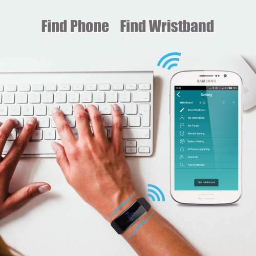 Bluetooth Smart Fitness Tracker with Heart Rate & Blood Pressure Monitor, Pedometer, Sleep Monitor