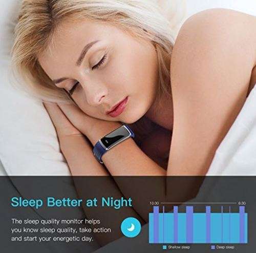 Bluetooth Smart Fitness Tracker with Heart Rate & Blood Pressure Monitor, Pedometer, Sleep Monitor