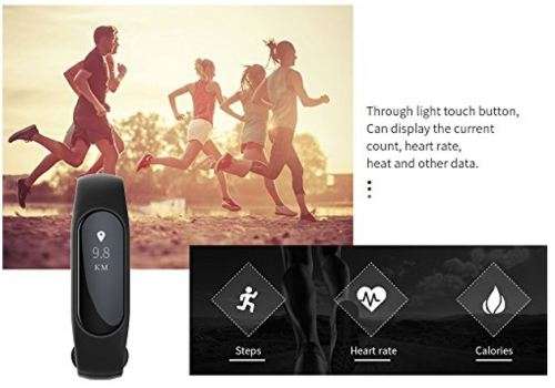 Bluetooth Smart Fitness Tracker with Heart Rate & Blood Pressure Monitor, Pedometer, Sleep Monitor