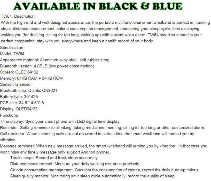 Bluetooth Smartwatch & Fitness Bracelet with Pedometer for Samsung & Android Phones - 3 Colours