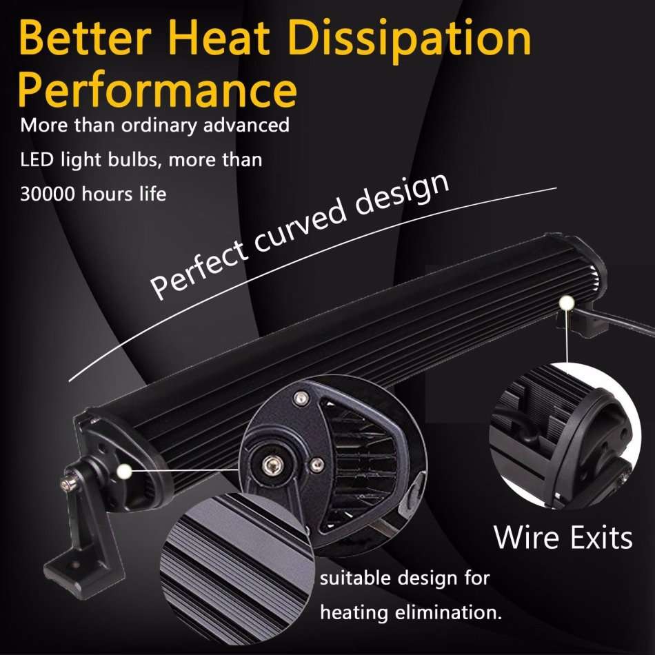 22" Waterproof 120 W Curved LED Spot Flood Light Beam Bar