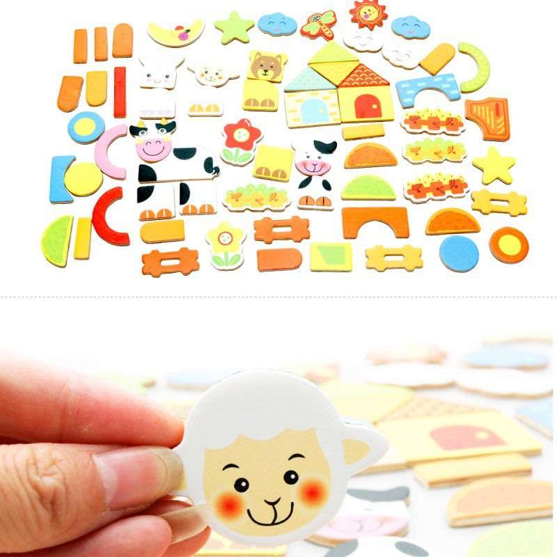 Wooden Educational Figure Box Set with magnetic white board, Chalk Board & Accessories