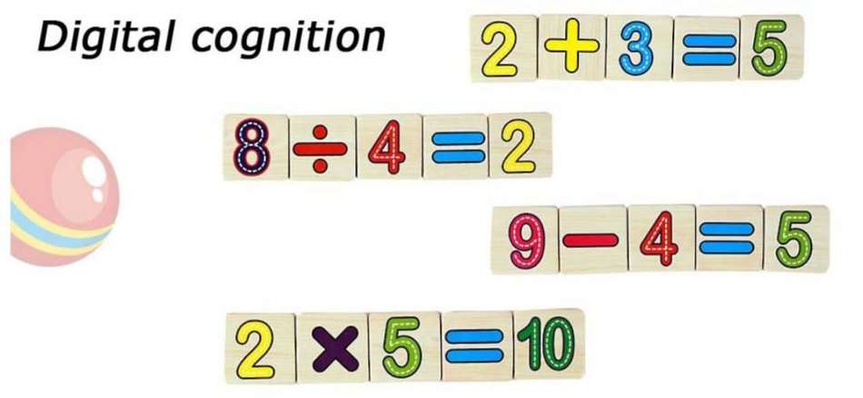 Mathematical Operation Block Set with Chalkboard & Accessories in a Wooden Box