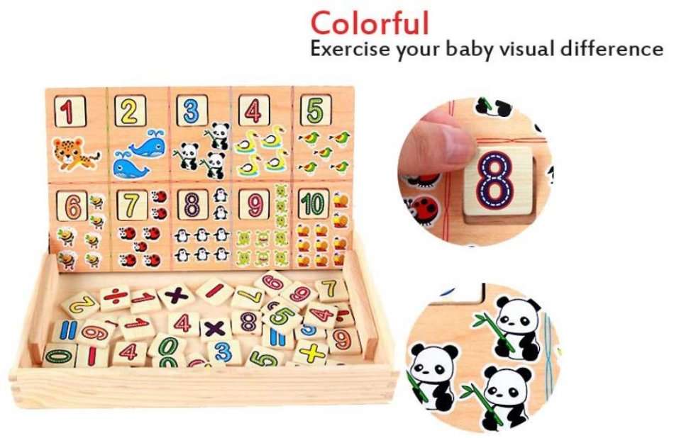 Mathematical Operation Block Set with Chalkboard & Accessories in a Wooden Box