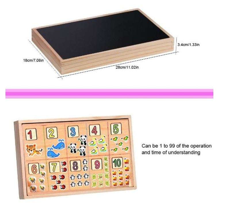 Mathematical Operation Block Set with Chalkboard & Accessories in a Wooden Box
