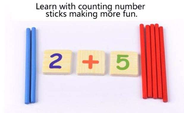 Mathematical Operation Block Set with Chalkboard & Accessories in a Wooden Box