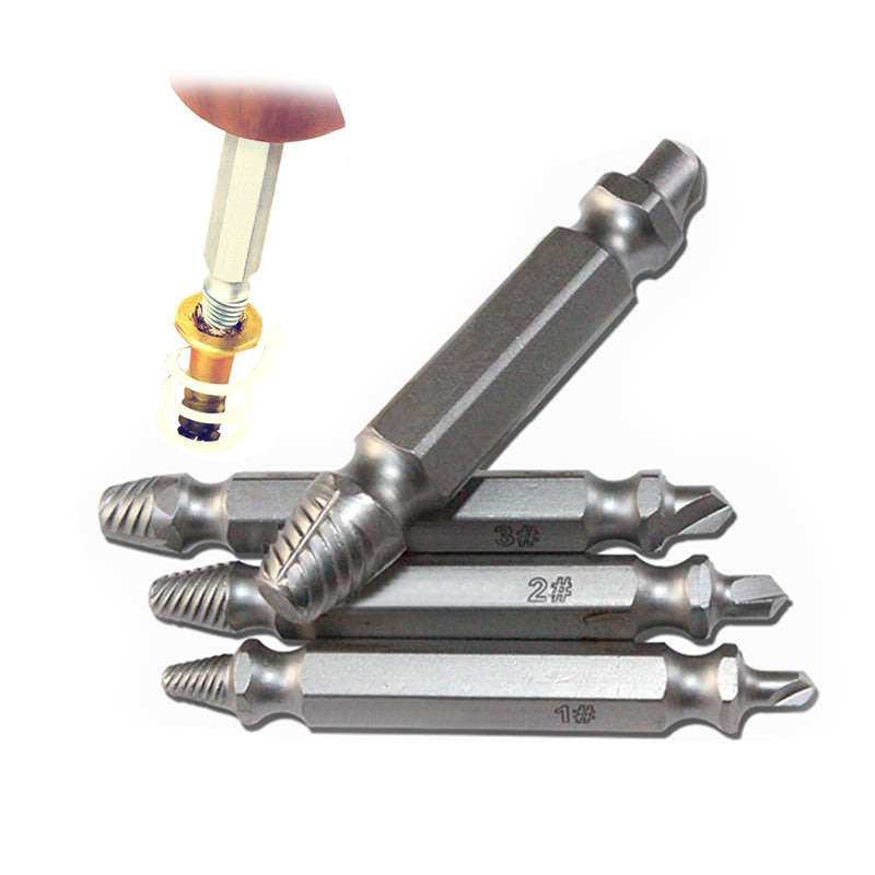 4 Piece Damaged Screw Extractor Set - Remove any stripped screw in 10 seconds or less with any drill