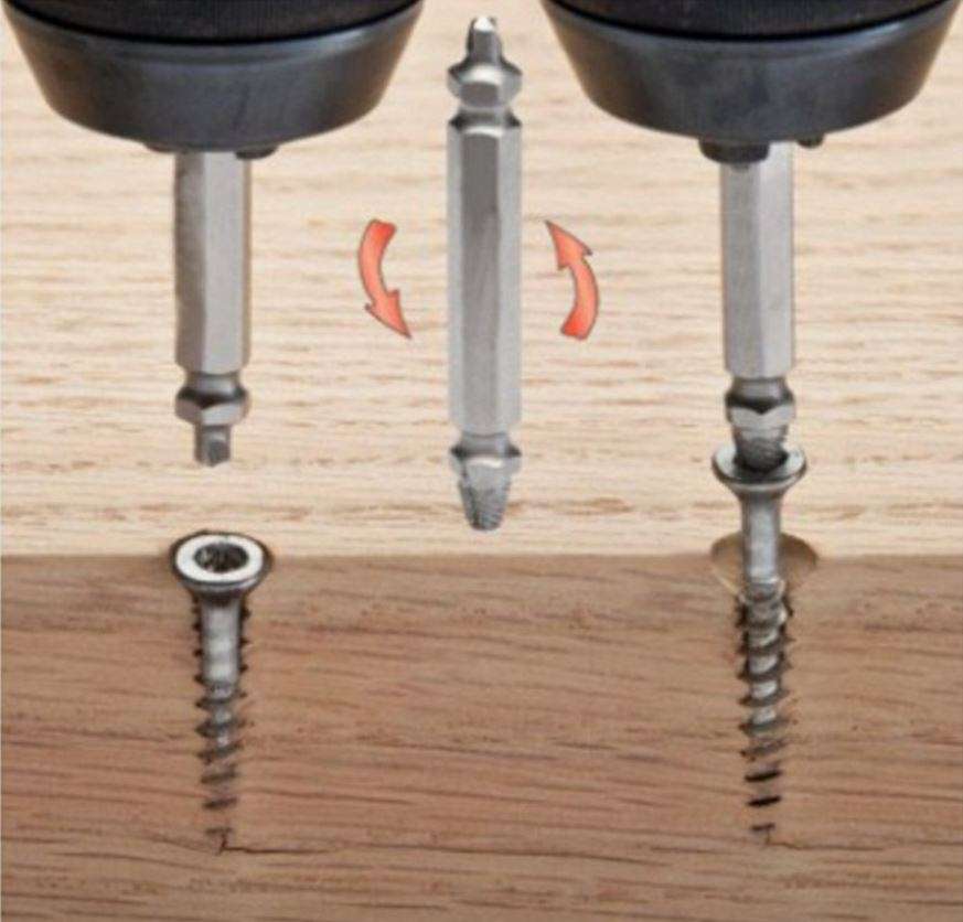 4 Piece Damaged Screw Extractor Set - Remove any stripped screw in 10 seconds or less with any drill