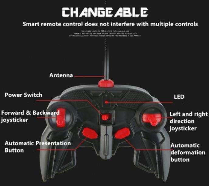 2.4Ghz Gesture Sensing Remote Control TRANSFORMER Robot Car, Xenon Style Lights & Engine Sounds