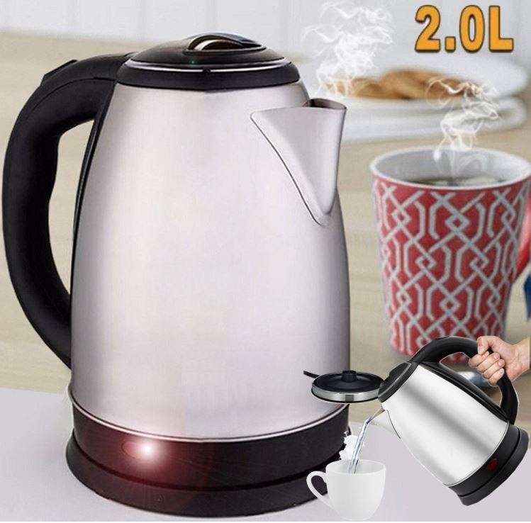 Cordless Electric Kettle - Huge 2.0 L Capacity, Stainless Steel, Boil Water Instantly
