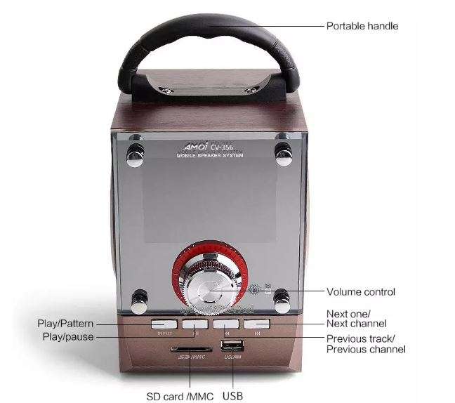 Bluetooth Multimedia Sub-woofer Speaker With USB / SD / AUX / FM Radio - LED Shining Glass Display