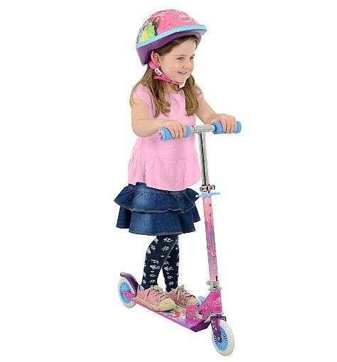Three Wheel Adjustable Height Metal Folding Skate Scooter with Led Lights and Bell in Blue or Pink