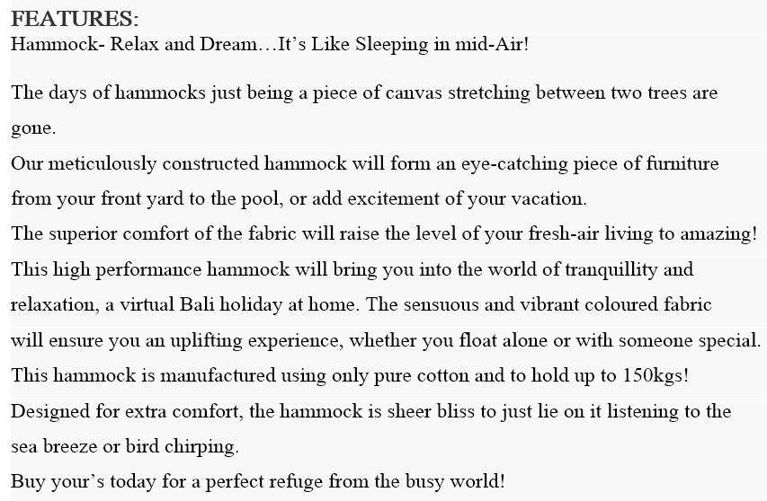 Portable Travel Hammock - Relax and Dream... It is like sleeping in mid-air!