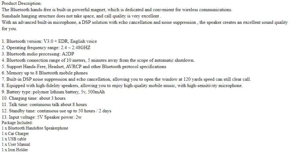 Sun Visor Bluetooth MP3 Music Player Speakerphone & Bluetooth Hands free Phone Car Kit