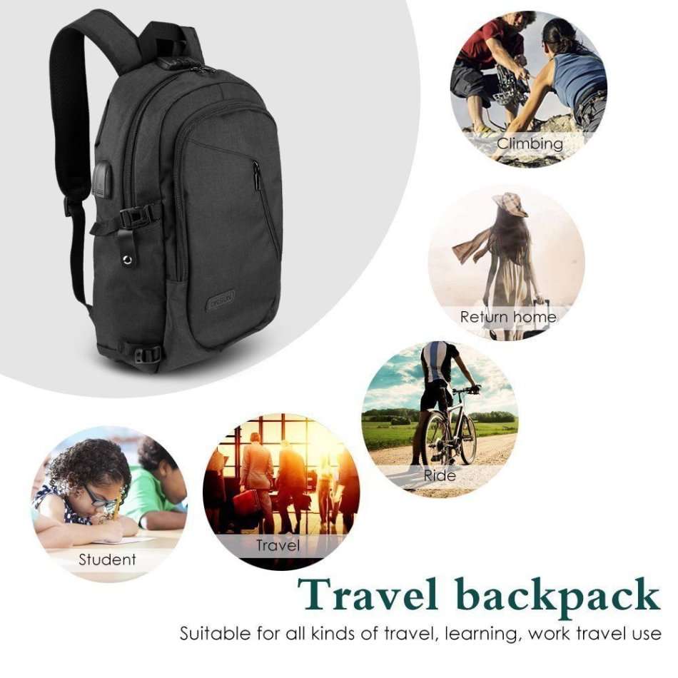 USB Interface Sports Backpack with ball net zipper compartment & Multiple Storage Compartments