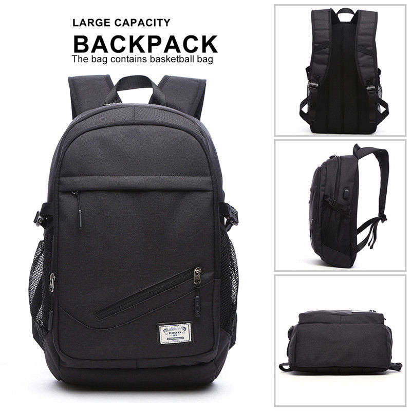 USB Interface Sports Backpack with ball net zipper compartment & Multiple Storage Compartments