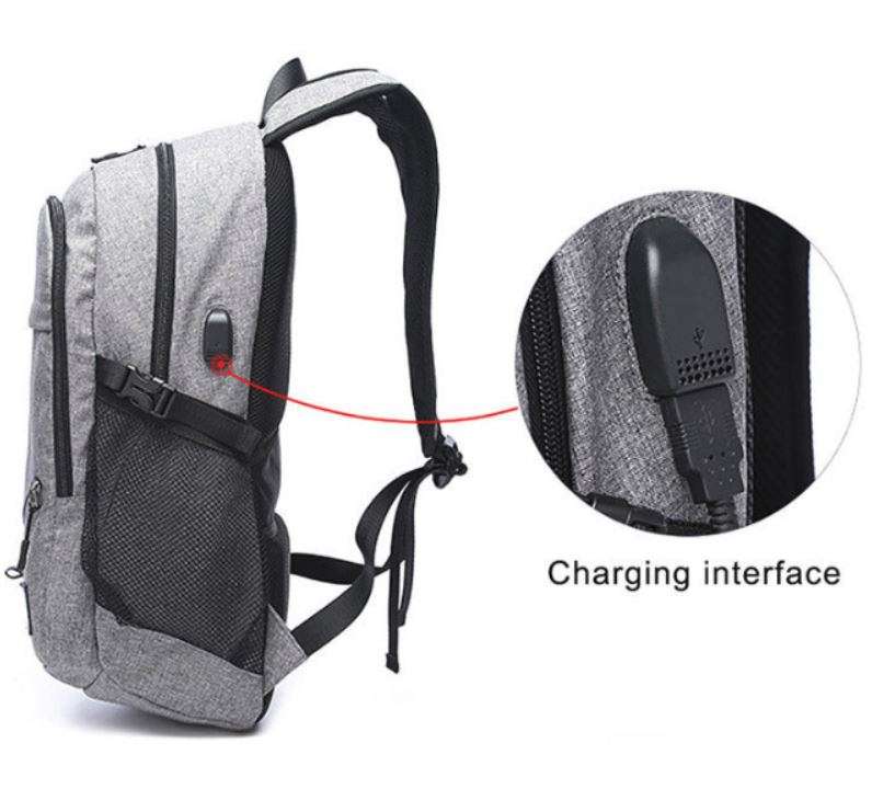 USB Interface Sports Backpack with ball net zipper compartment & Multiple Storage Compartments
