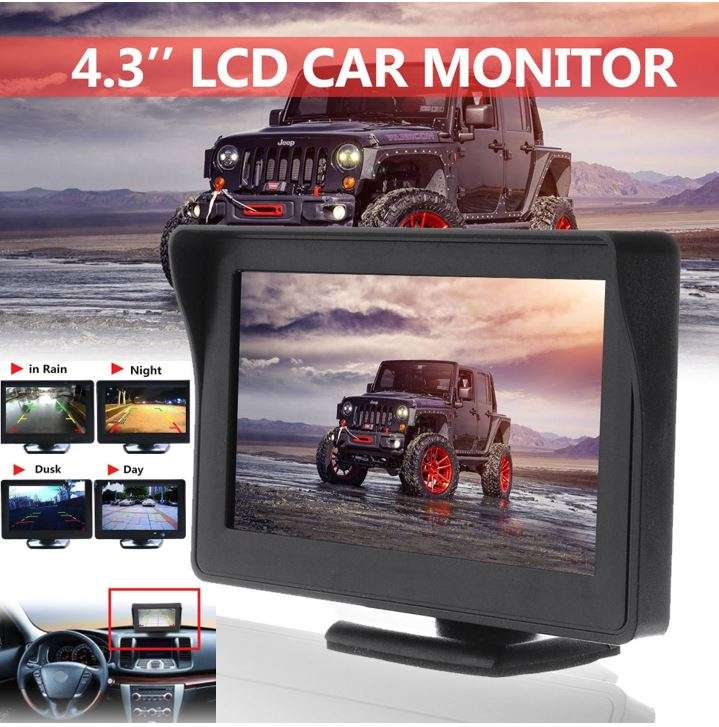 4.3" Car Rearview TFT-LCD Colour Monitor, High Definition with 2 Video inputs LOWEST COURIER FEES