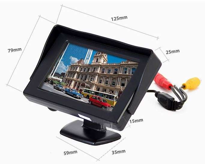 4.3" Car Rearview TFT-LCD Colour Monitor, High Definition with 2 Video inputs LOWEST COURIER FEES