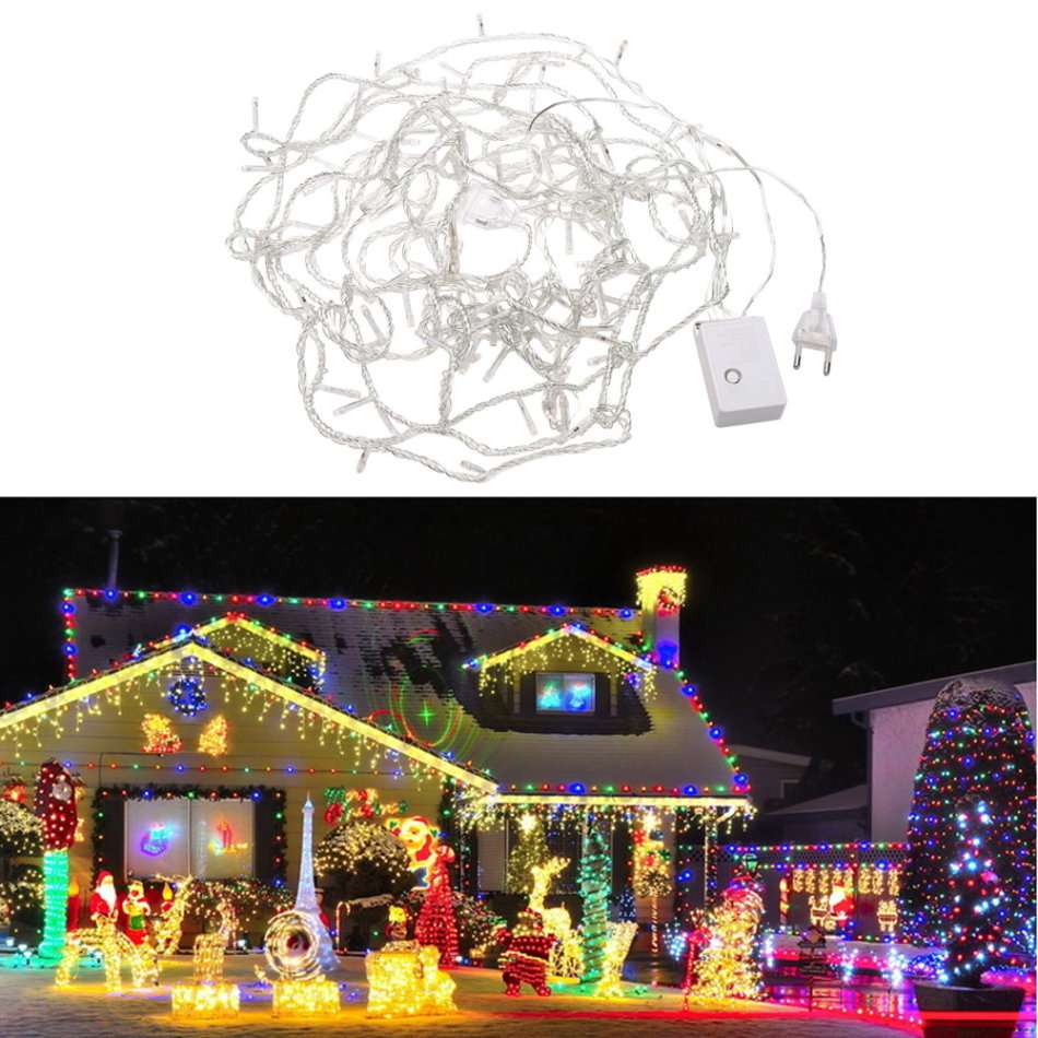 100 LED Multi-color Fairy String Lights - 10m, waterproof, 8 Different Flashing Modes