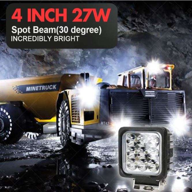 27W Waterproof Pure White 6000K LED Work Flood Spot Light