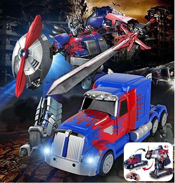 2.4Ghz R/C Optimus Prime Transformer Robot Truck, Xenon lights, 360° turn, one-key deformation