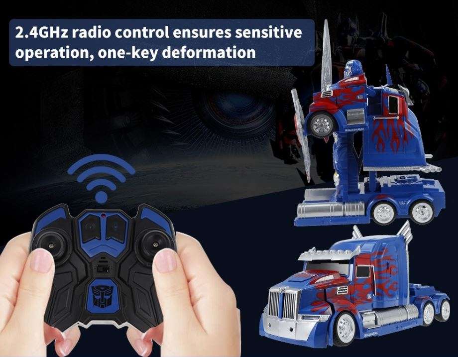 2.4Ghz R/C Optimus Prime Transformer Robot Truck, Xenon lights, 360° turn, one-key deformation
