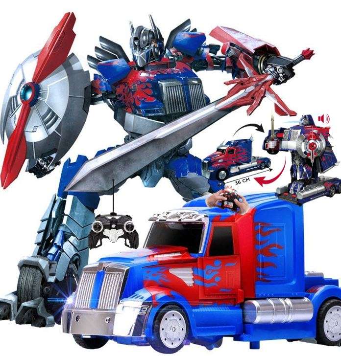 2.4Ghz R/C Optimus Prime Transformer Robot Truck, Xenon lights, 360° turn, one-key deformation