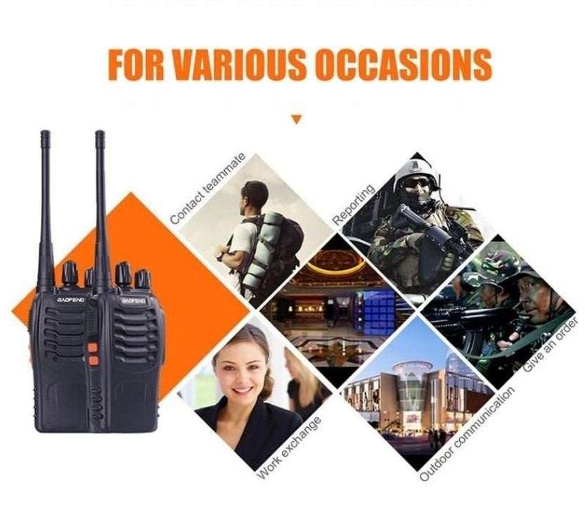2 X Handheld Walkie Talkie Hand Radio Set with 16 Channels, 3 - 5 km talking range etc