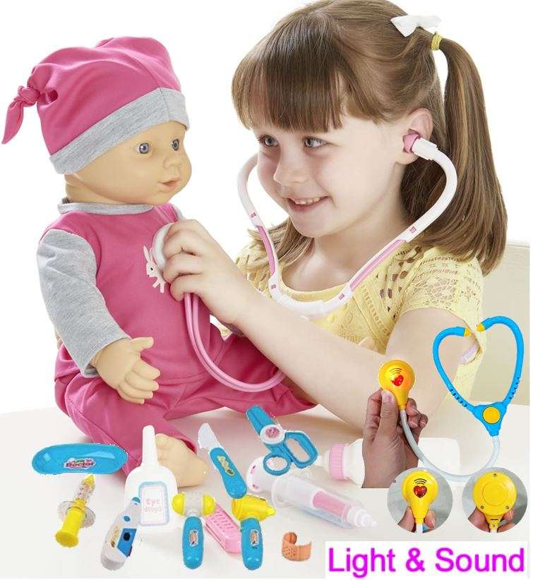 Children's Doctor's Medical Kit with lights & sounds, convenient and Compact in a Carry Case