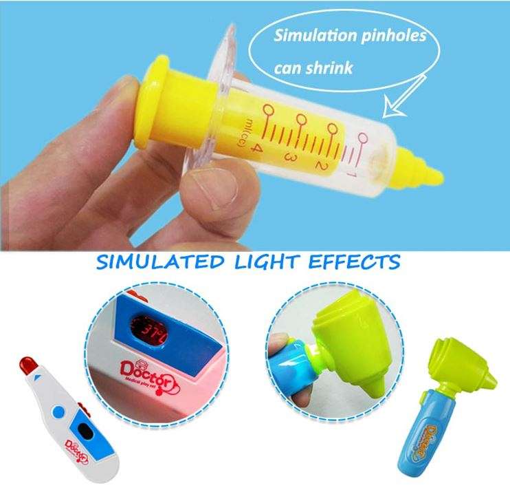 Children's Doctor's Medical Kit with lights & sounds, convenient and Compact in a Carry Case