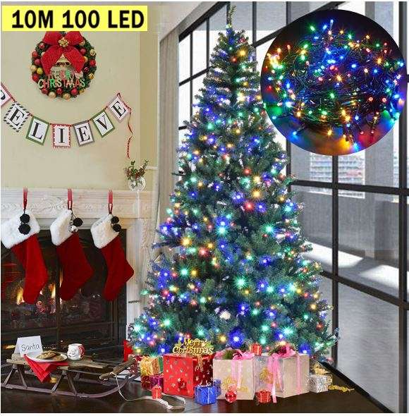 LED Multi-colour Christmas String Lights - 10m, waterproof, 8 Modes, Indoor and Outdoor Use