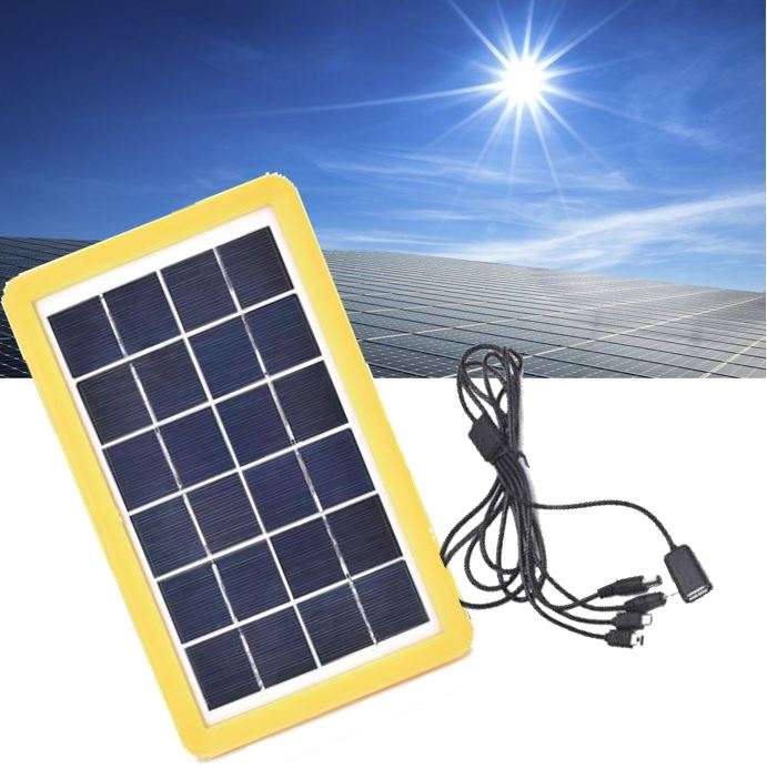 6V Solar Panel with Multi Charging Points USB Charger for Charging of Electronic Devices