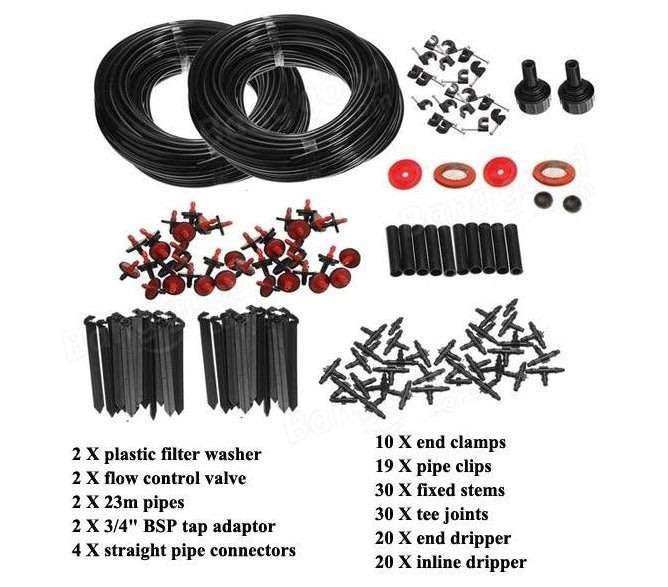 23m Garden Micro Drip Irrigation System AND Micro Sprinkler Cooling Kit