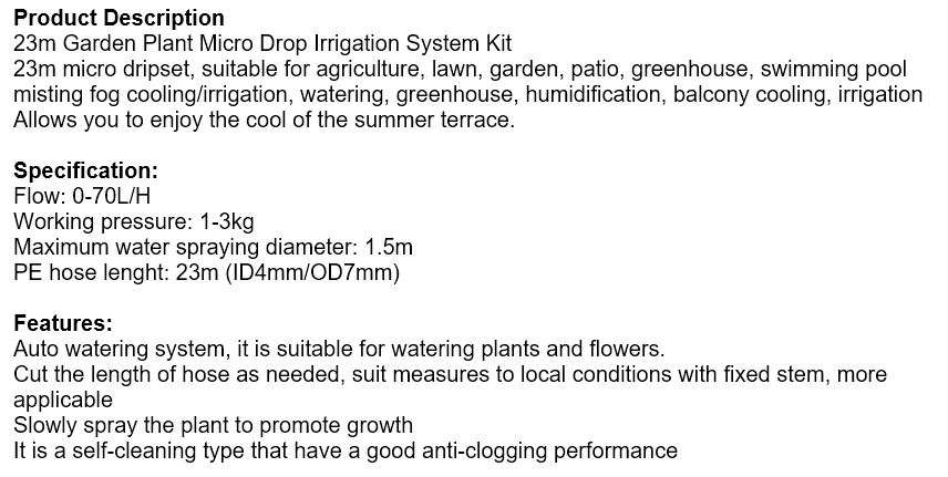 23m Garden Micro Drip Irrigation System AND Micro Sprinkler Cooling Kit