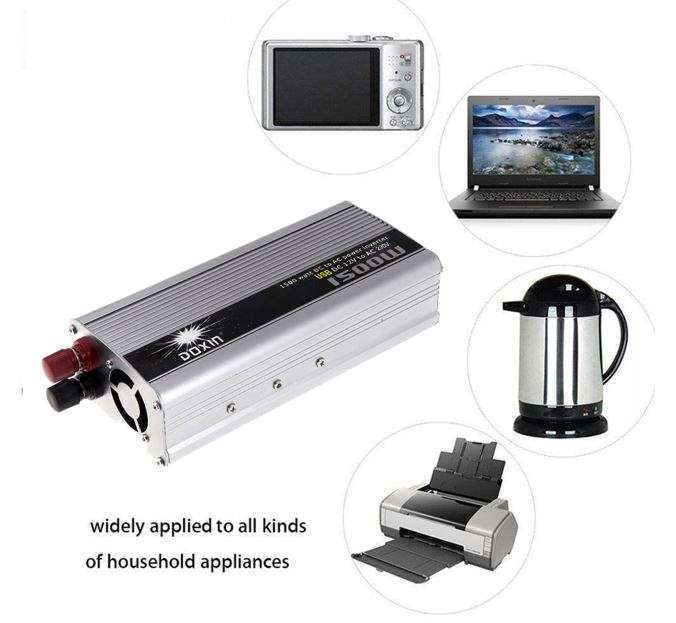 1500W Power Inverter - Convert DC 12V to AC 220V (1500W Continuous Power & 3000W Surge Power)