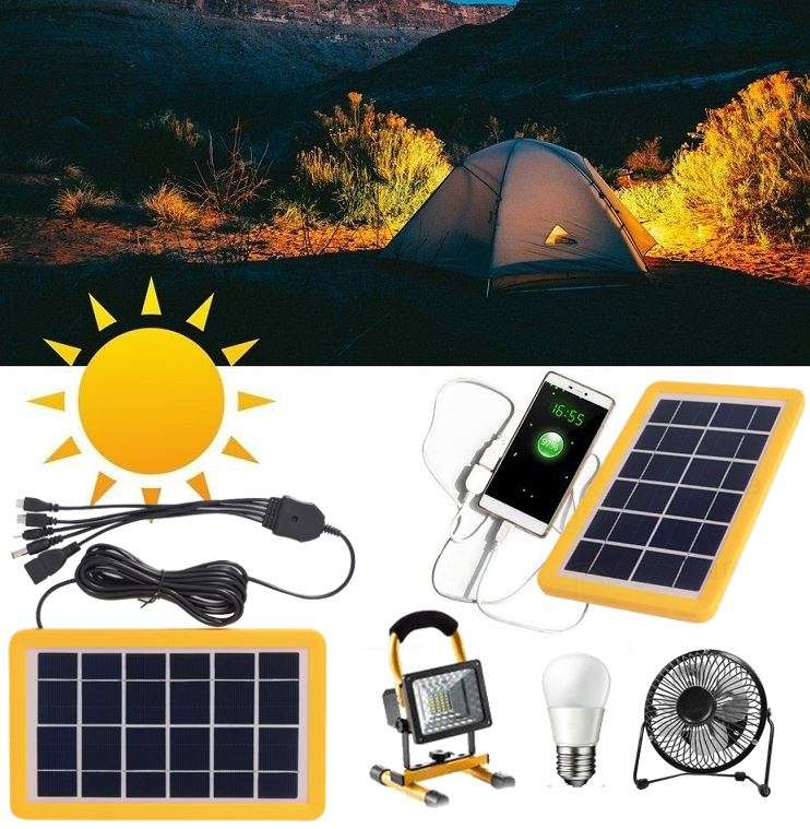 6V Solar Panel with Multi Charging Points USB Charger for Charging of Electronic Devices