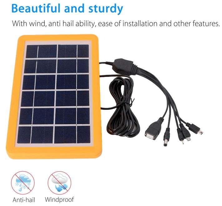 6V Solar Panel with Multi Charging Points USB Charger for Charging of Electronic Devices