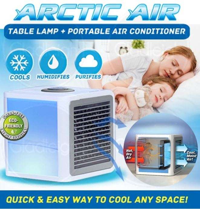 4-in-1 Portable Air Conditioner, Humidifier, Purifier & Table Lamp with 7 Calming Colours