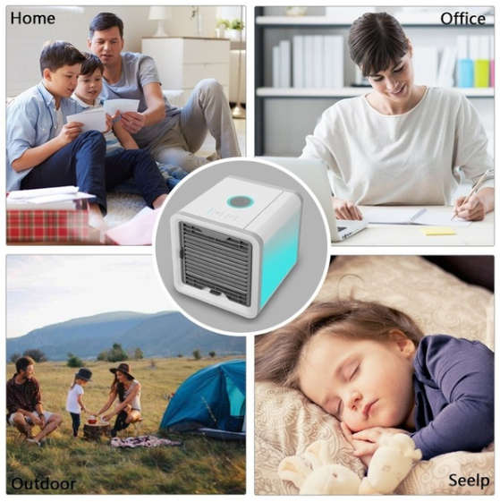 4-in-1 Portable Air Conditioner, Humidifier, Purifier & Table Lamp with 7 Calming Colours