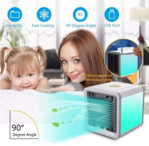 4-in-1 Portable Air Conditioner, Humidifier, Purifier & Table Lamp with 7 Calming Colours