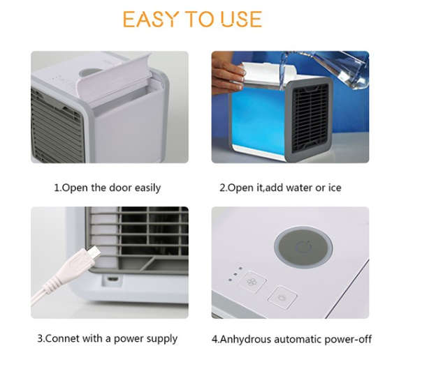 4-in-1 Portable Air Conditioner, Humidifier, Purifier & Table Lamp with 7 Calming Colours